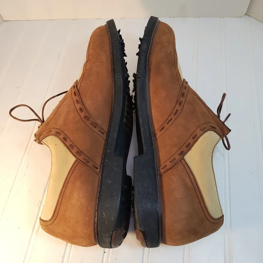 Tommy Bahama Mens Old Havana Cocoa Leather Saddle Golf Shoes 12M Two Tone Oxford